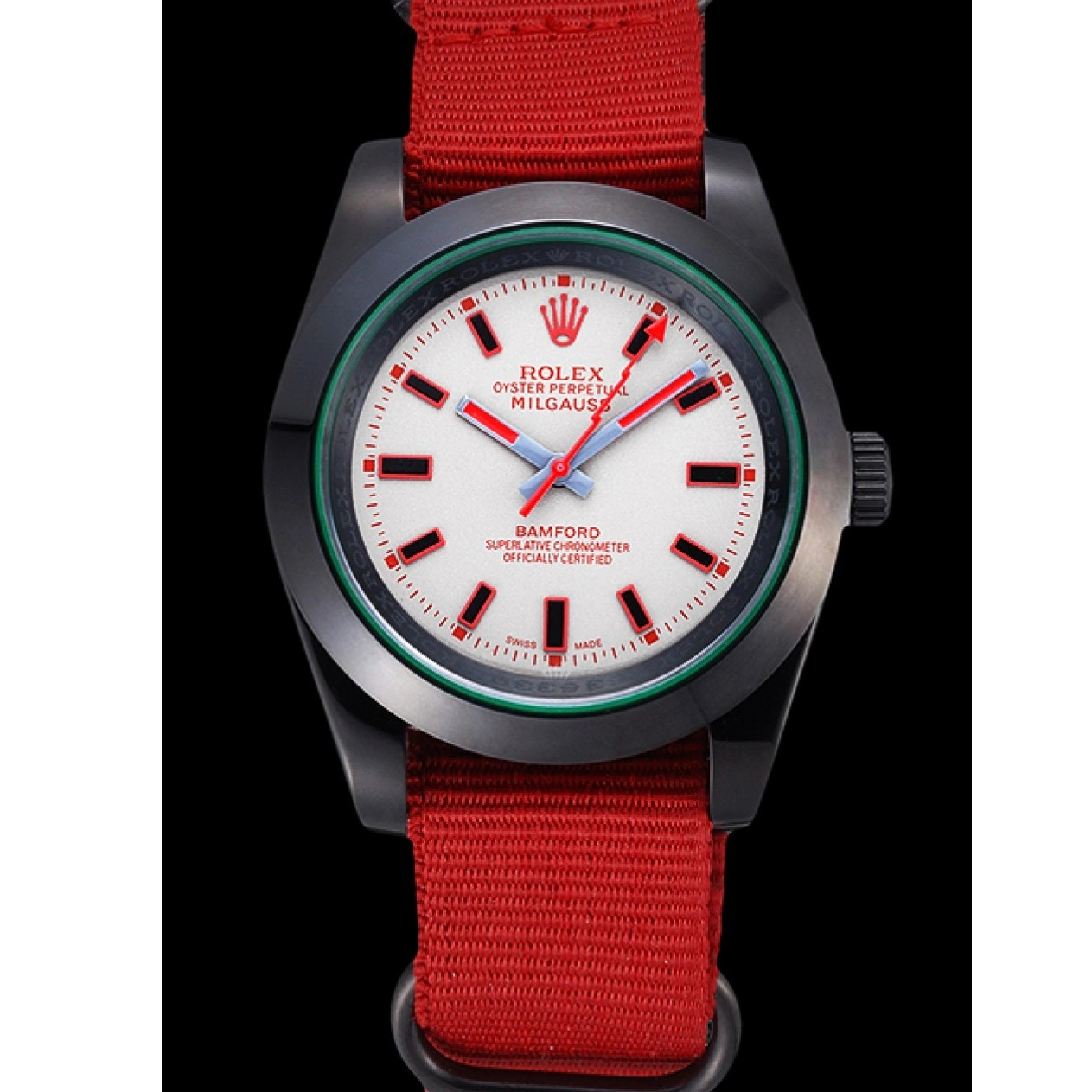 Aaa replica watch 622002 Strap Rolex Milgauss Red Bamford Nylon 0817